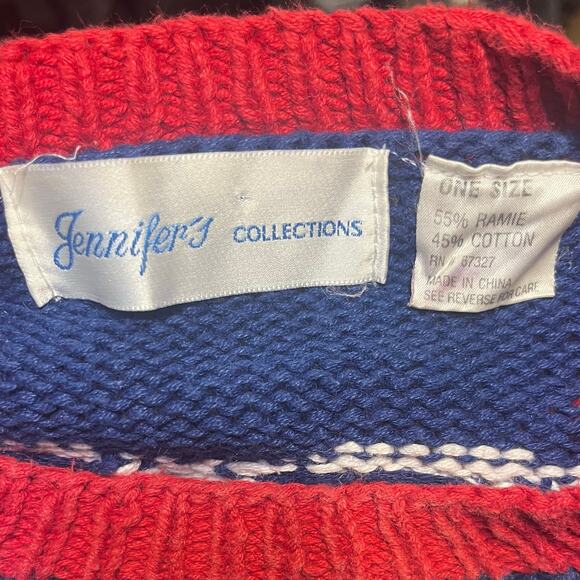 Vtg Heart Cable Knit Fair Isle Sweater OS Valentine Cottage Kid core Grannycore - Picture 5 of 6